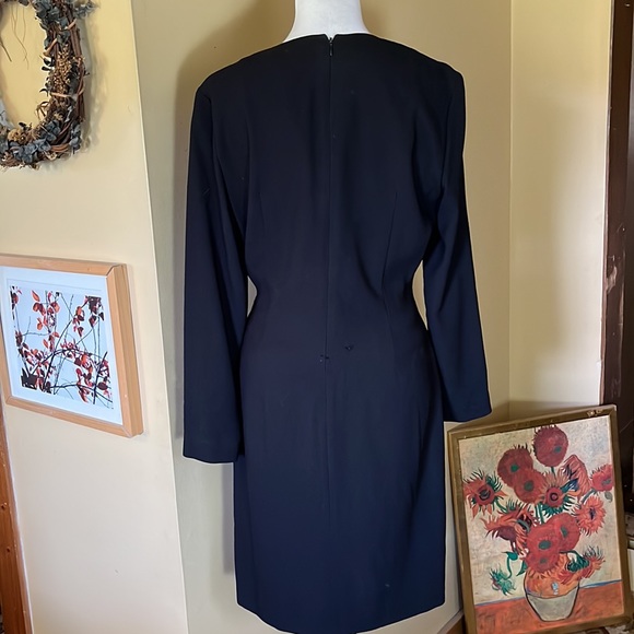 ELLEN TRACY Size 8 Elegant Wrap Classic - Little Black Dress LBD Sexy Witchycore - Picture 3 of 12